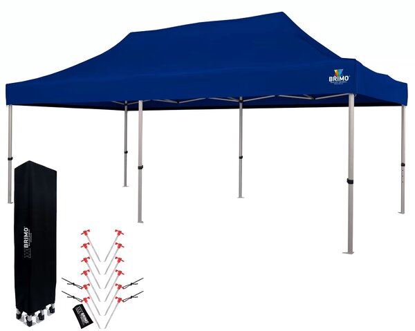 BRIMO Nůžkový párty stan EXCLUSIVE ALU 3x6 m bez stěn modrý