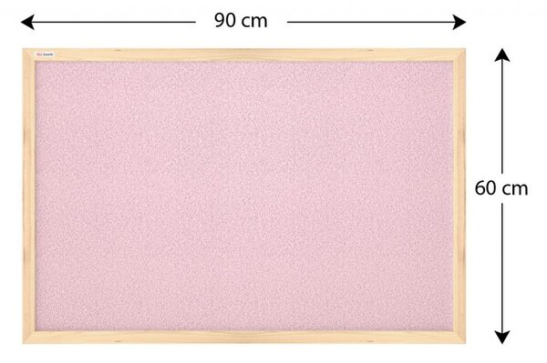 Allboards, korková tabule v dřevěném rámu 90x60 cm-PINK,TKPINK96D