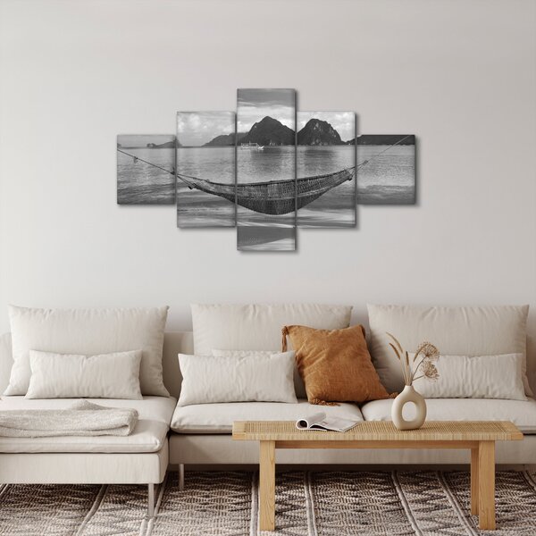 Obraz - Houpací síť na pláži (125x70 cm)