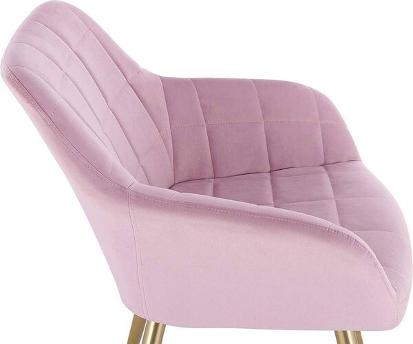 Židle Happyment Divine - Jídelní židle - Růžový samet - Zlaté ocelové nohy - 1 kus - Výška sedu 47 cm - Deluxe