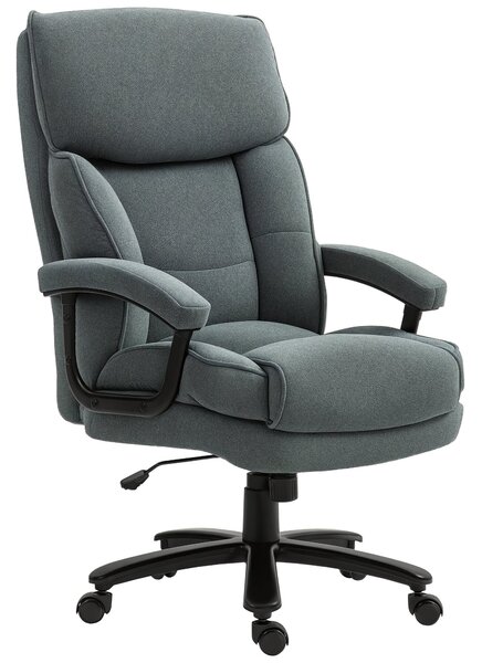 HOMCOM Kancelářská Židle, Ergonomická Psaní Židle s Houpací Funkcí, Látka Podobná Lnu, Výškově Nastavitelná PC Židle s Otočnou Funkcí, Silné Polstrová