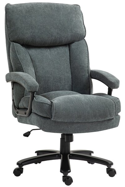 HOMCOM Kancelářská Židle, Ergonomická Psaní Židle s Houpací Funkcí, Látka Podobná Lnu, Výškově Nastavitelná PC Židle s Otočnou Funkcí, Silné Polstrová