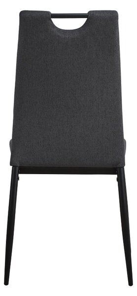 Jídelní židle CasaDolce STRONG, sada 4 kusů, tmavě šedá, 44,5x53x98 cm, ergonomické opěradlo, madlo na přenášení, čalouněné, kovové nohy, max. nosnost 120 kg