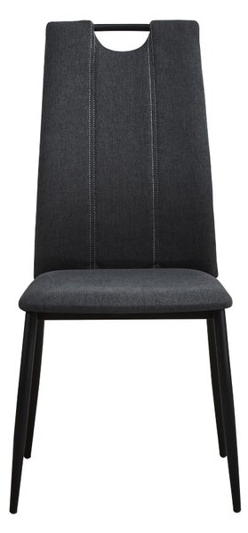 Jídelní židle CasaDolce STRONG, sada 4 kusů, tmavě šedá, 44,5x53x98 cm, ergonomické opěradlo, madlo na přenášení, čalouněné, kovové nohy, max. nosnost 120 kg