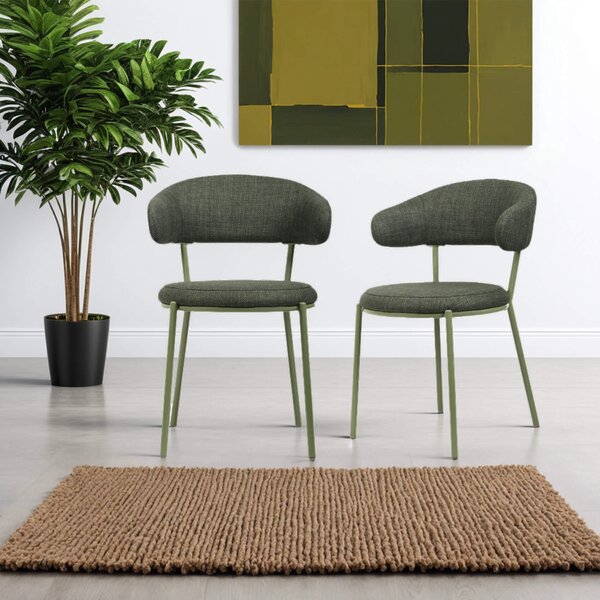 Rebecca Mobili židle Zeita 80,5x47,5x57,5 Polyesterová tkanina Steel Green Moderní SET 2 kusů
