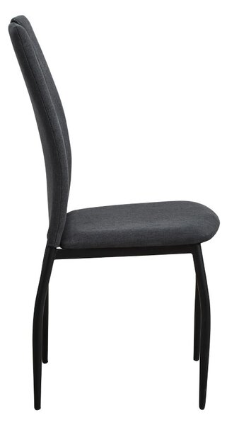 Jídelní židle CasaDolce STRONG, sada 4 kusů, tmavě šedá, 44,5x53x98 cm, ergonomické opěradlo, madlo na přenášení, čalouněné, kovové nohy, max. nosnost 120 kg