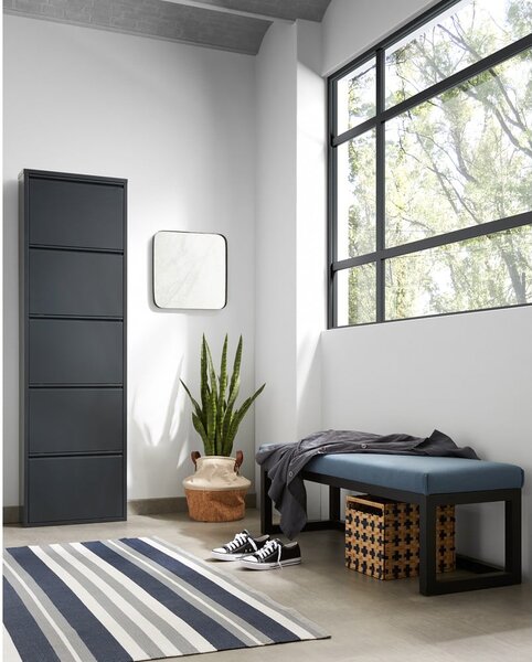 Antracitový kovový výklopný botník 50x169x15 cm Ode – Kave Home