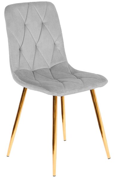 Elegantní jídelní židle sametová béžová s kovovými nohami zlaté barvy - čalouněná židle moderní, čalouněná, robustní, obývací židle do jídelny, kuchyně a domácí kanceláře (šedozlatá)