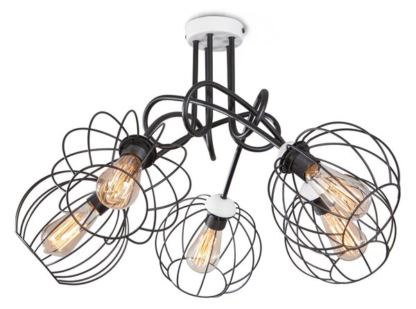 Light for home - Stylový pětiramenný lustr přisazený ke stropu 40807 "STYLE", 5x60W, E27, bílá, černá