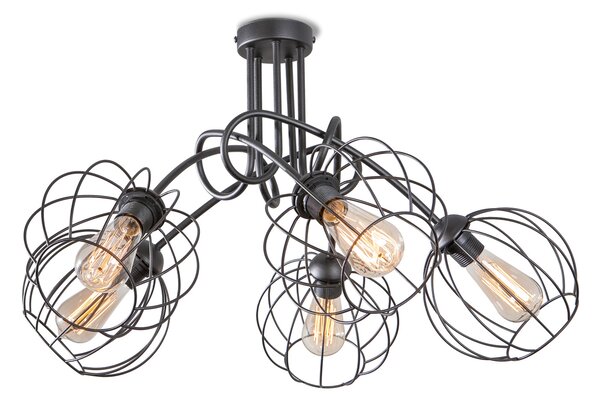 Light for home - Lustr přisazený ke stropu 40807 "STYLE", 5x60W, E27, Černá
