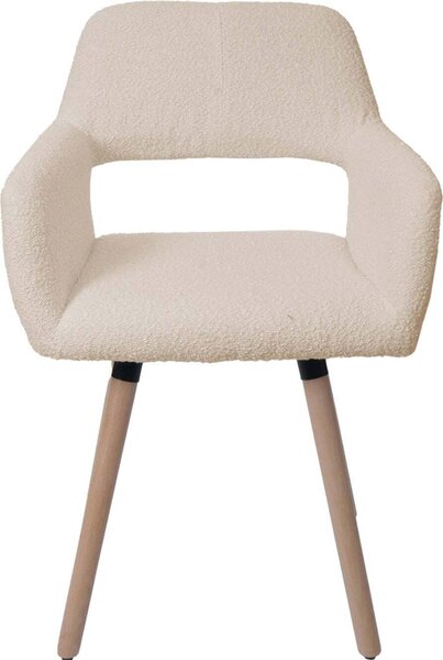 Sada 6 jídelních židlí HWC-A50 II, židle kuchyňská židle čalouněná židle, dřevo látka/textil bouclé (450g/m²) béžová