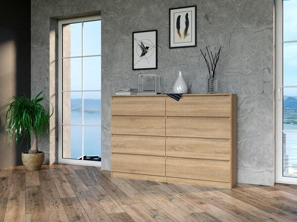 Topeshop M8 140 SONOMA, Dub, 8 zásuvka/zásuvek, Dřevotřískové desky, Jednobarevný, Moderní, Dřevotřískové desky