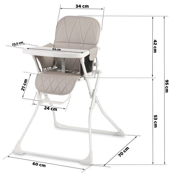Ricokids 7096 Jídelní židlička Nuco, bílošedá