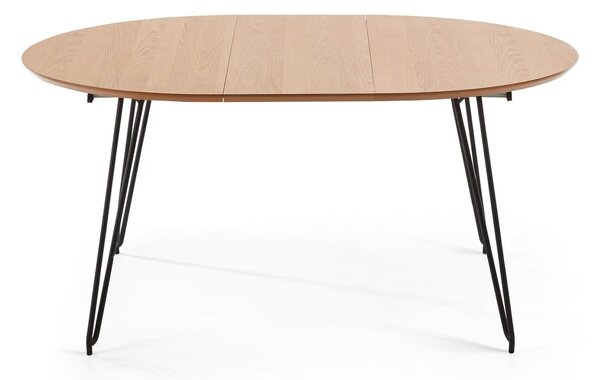 Rozkládací jídelní stůl s deskou v dubovém dekoru Kave Home Novaks, ø 120 cm