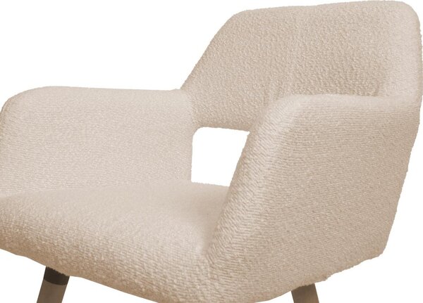 Sada 6 jídelních židlí HWC-A50 II, židle kuchyňská židle čalouněná židle, dřevo látka/textil bouclé (450g/m²) béžová