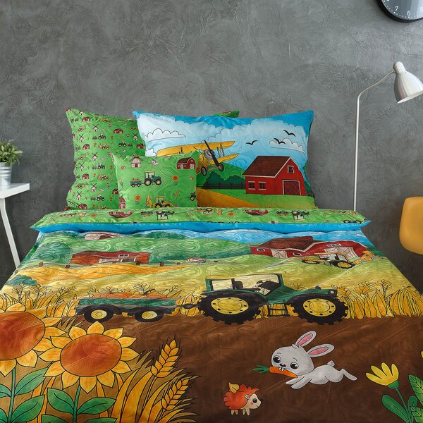 Povlečení Veba EVEREST tisk Malý farmář - podzimní sklizeň Velikost: 140x200 cm + 70x90 cm