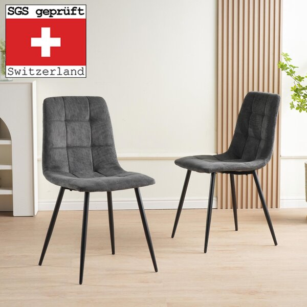 Jídelní židle Albatros sada 4 ks BORA antracit - Pohodlná čalouněná židle pro moderní a stylový design u jídelního stolu - Kuchyňská židle nebo židle do jídelny s vysokou nosností až 110 kg