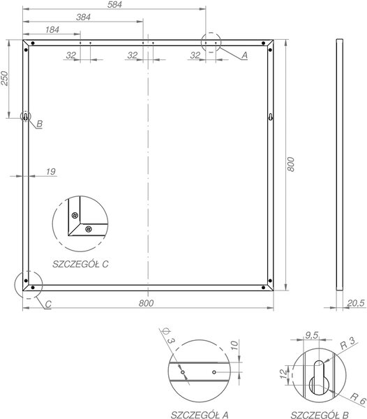 Elita Artu zrcadlo 80x80 cm čtvercový černá RE060800020560