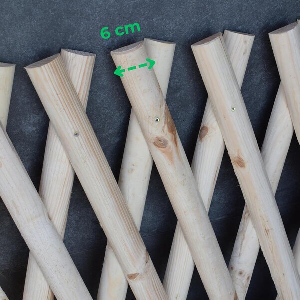 TIMBERMIK Lesnický plot 160–250 cm z borovicového dřeva – výška 101 cm, roztažitelný, přírodní, mříž na popínavé rostliny, zahradní dřevěná dekorace