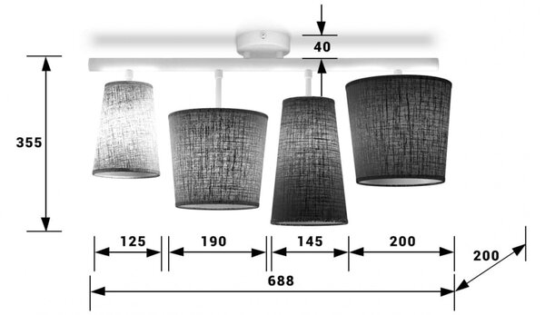 Light for home - Designový lustr v bílém provedení s červeným, žlutým a hnědým stínidly. 40944 "JAZZ", 4x40W, E14, Bílá