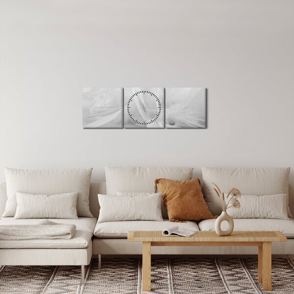 Obraz - Peří (s hodinami) (90x30 cm)