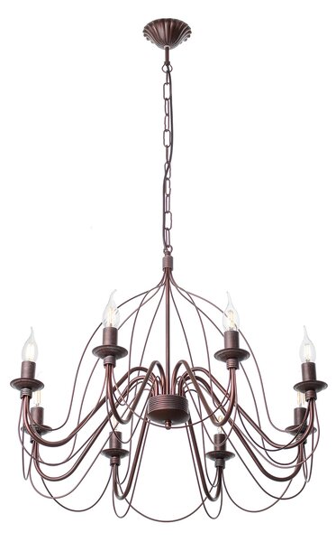 Light for home - Závěsný lustr na řetězu 18388 "ALISON", 8x40W, E14, hnědá, zlatá, patina