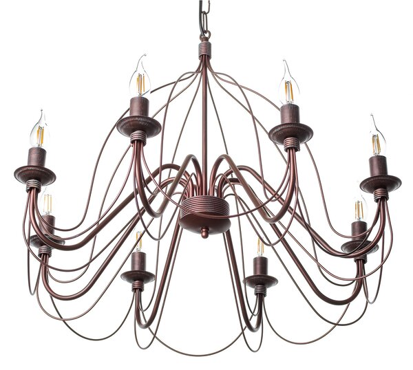 Light for home - Závěsný lustr na řetězu 18388 "ALISON", 8x40W, E14, hnědá, zlatá, patina
