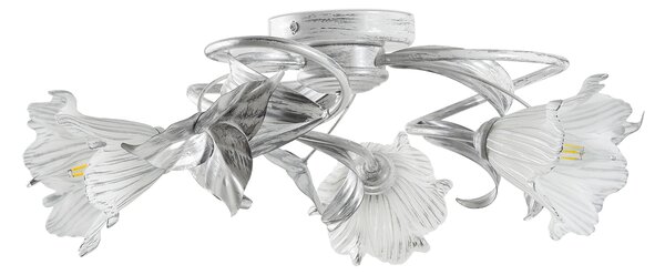 Light for home - Lustr přisazené ke stropu 17203 "LIZAVETA", 3X40W, E14, bílá, stříbrný