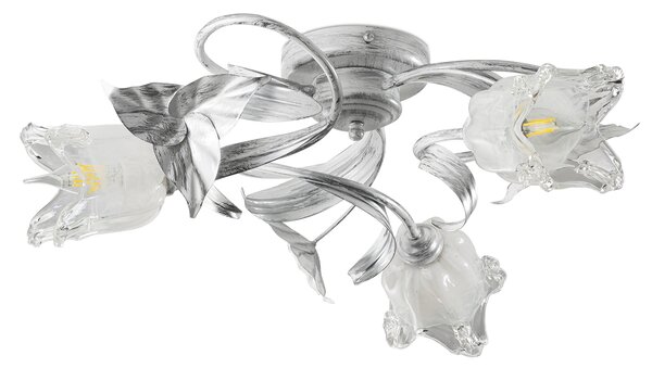 Light for home - Lustr přisazené ke stropu 17203 "LIZAVETA", 3X40W, E14, bílá, stříbrný