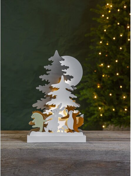 Vánoční dřevěná světelná LED dekorace Star Trading Forest Friends, výška 44 cm