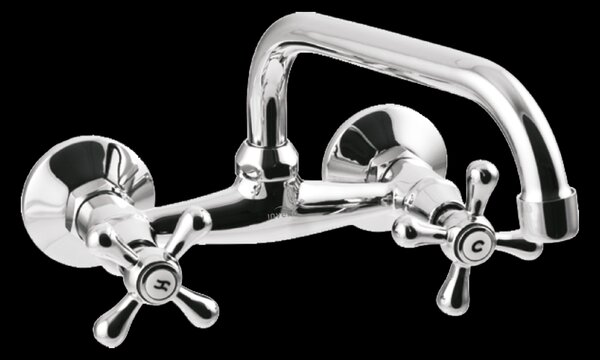 Invena Roma, umyvadlová/dřezová baterie s výlevkou typu U, délka 250 mm, chromová, INV-BC-25-00S-L