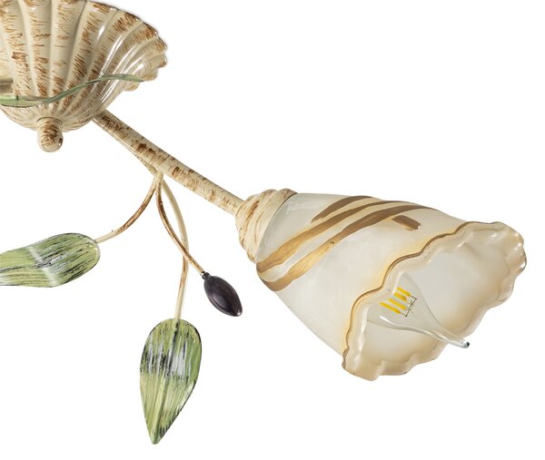 Light for home - Lustr přisazené ke stropu 11422 "OLIVE", 2x40W, E14, béžová, hnědá, zelená