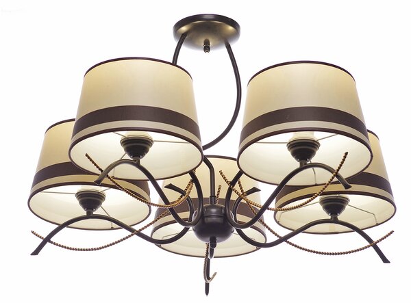 Light for home - Lustr přisazený ke stropu 14705 "Susie", 5x60W, E27, černá, zlatá, patina