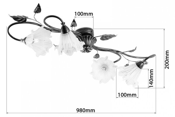 Light for home - Lustr přisazený ke stropu 12904 "VERONA", 4x40W, E14, hnědá, zelená, měď