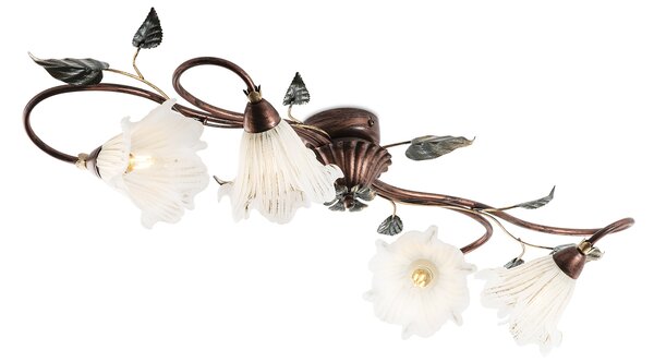 Light for home - Lustr přisazený ke stropu 12904 "VERONA", 4x40W, E14, hnědá, zelená, měď
