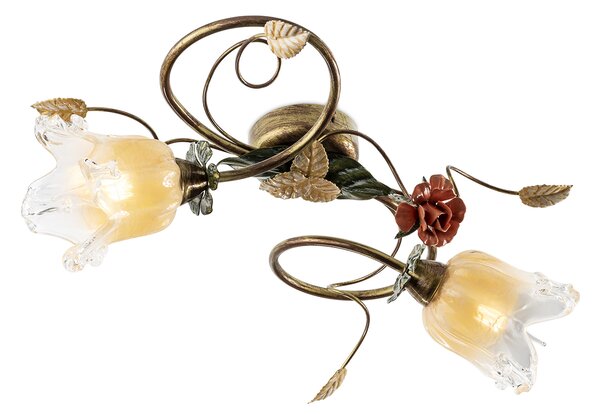 Light for home - Stropní svítidlo s dvěma stínitky 15202 "KATERINA", 2x40W, E14, zlatá, měď, zelená, růžová