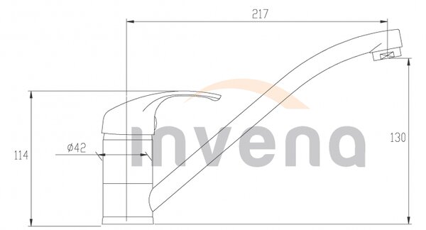 Invena Mitris, nízká dřezová baterie s otočným ramenem, černá matná, INV-BZ-79-004-A