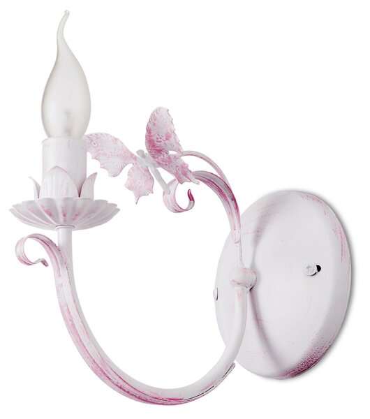Light for home - Kovové nástěnné svítidlo v bílé barvě a růžovou patinou 20901 "Farfala", 1x40W, E14, bílá, růžová