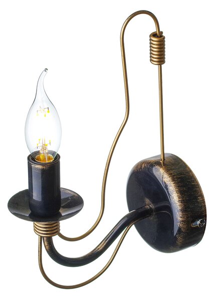 Light for home - Nástěnné světlo 30301 "Isabella", 1x40W, E14, černá, zlatá