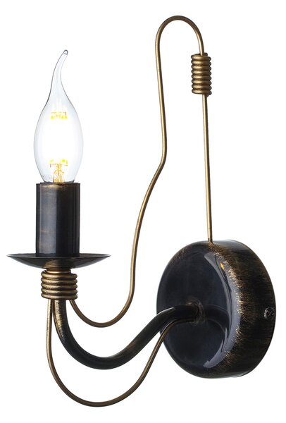Light for home - Nástěnné světlo 30301 "Isabella", 1x40W, E14, černá, zlatá
