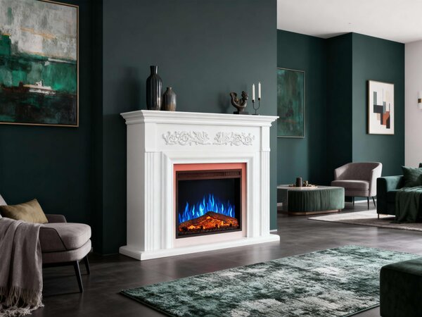 Elektrický krb ArtiFlame Monferrato AF24, bílý, s LED osvětlením