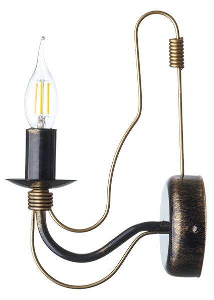 Light for home - Nástěnné světlo 30301 "Isabella", 1x40W, E14, černá, zlatá