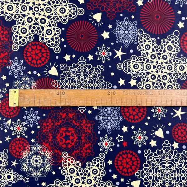Ervi bavlna š.240cm - sněhové vločky na modré - 4081-1, metráž