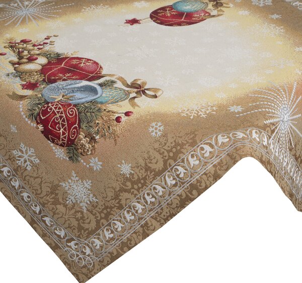 VÁNOČNÍ GOBELÍNOVÝ UBRUS NA STŮL MERRY2 100X100 CM VZOROVANÁ