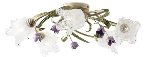 Light for home - Přisazený lustr ke stropu 475 "TULIPANO", 5x40W, E14, béžová, zelená, šeříková