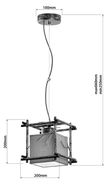 Light for home - Závěsný lustr na lanku 16701 "SAVANNA CUBO", 1x40W, E27, hnědá, zlatá, světle zelená