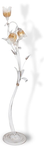 Light for home - Stojací lampa 8730 "LUCIA", 3X40W, E14, bílá, zlatá, patina