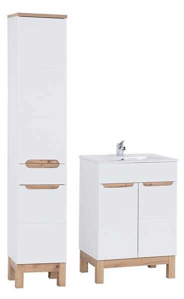 Comad Koupelnová sestava Bali se zápustným umyvadlem a skříňkami 60 cm bílá/dub votan