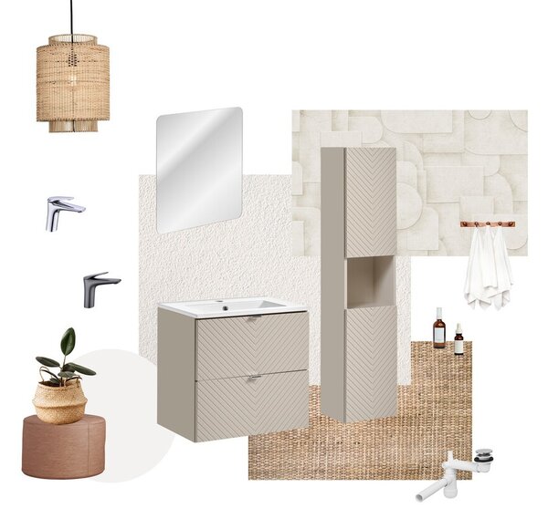Comad Koupelnová sestava Viva Cashmere s deskou, umyvadlem a skříňkami 60 cm kašmírová/bílá