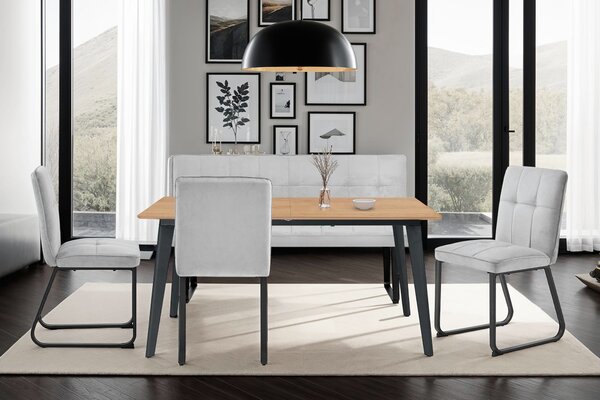 ByLIVING Jídelní židle Talea, sada 2 kusů, černý kov, světle šedá látka